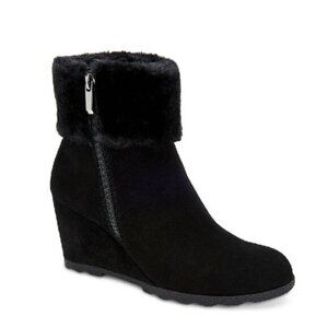 Alfani Step 'N Flex Oreena Faux-Fur-Cuff Wedge Booties